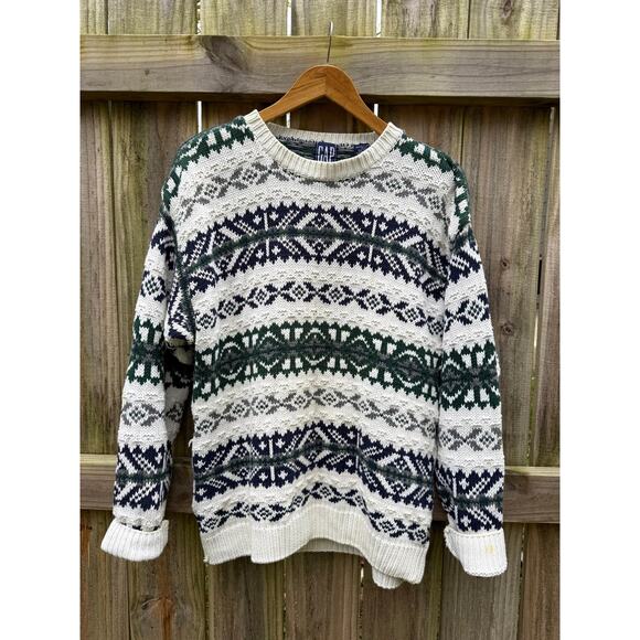 Vintage 90s GAP Fair Isle Boyfriend Sweater - Picture 5 of 9
